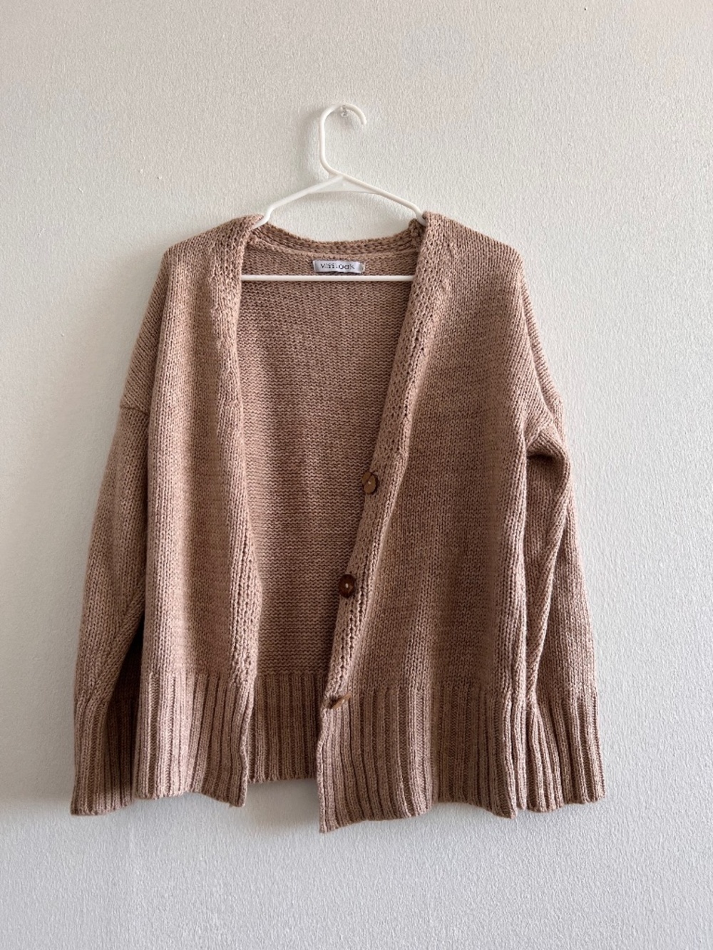 Taupe Chunky Knit Button Front Cardigan